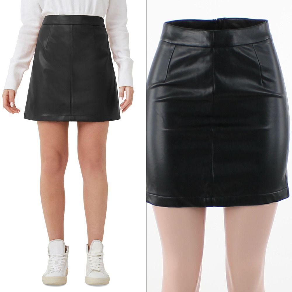 French Connection Crolenda Faux Leather Mini Skirt in Black